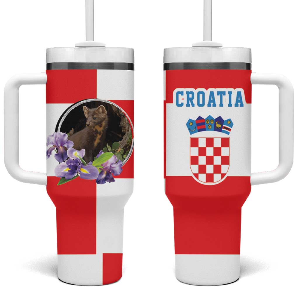Croatia European Pine Marten and Iris Tumbler With Handle National Animal and Flowers LT17 - Wonder Print Shop