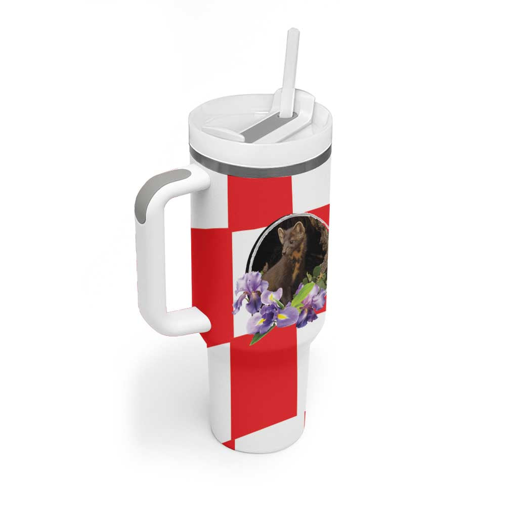 Croatia European Pine Marten and Iris Tumbler With Handle National Animal and Flowers LT17 - Wonder Print Shop