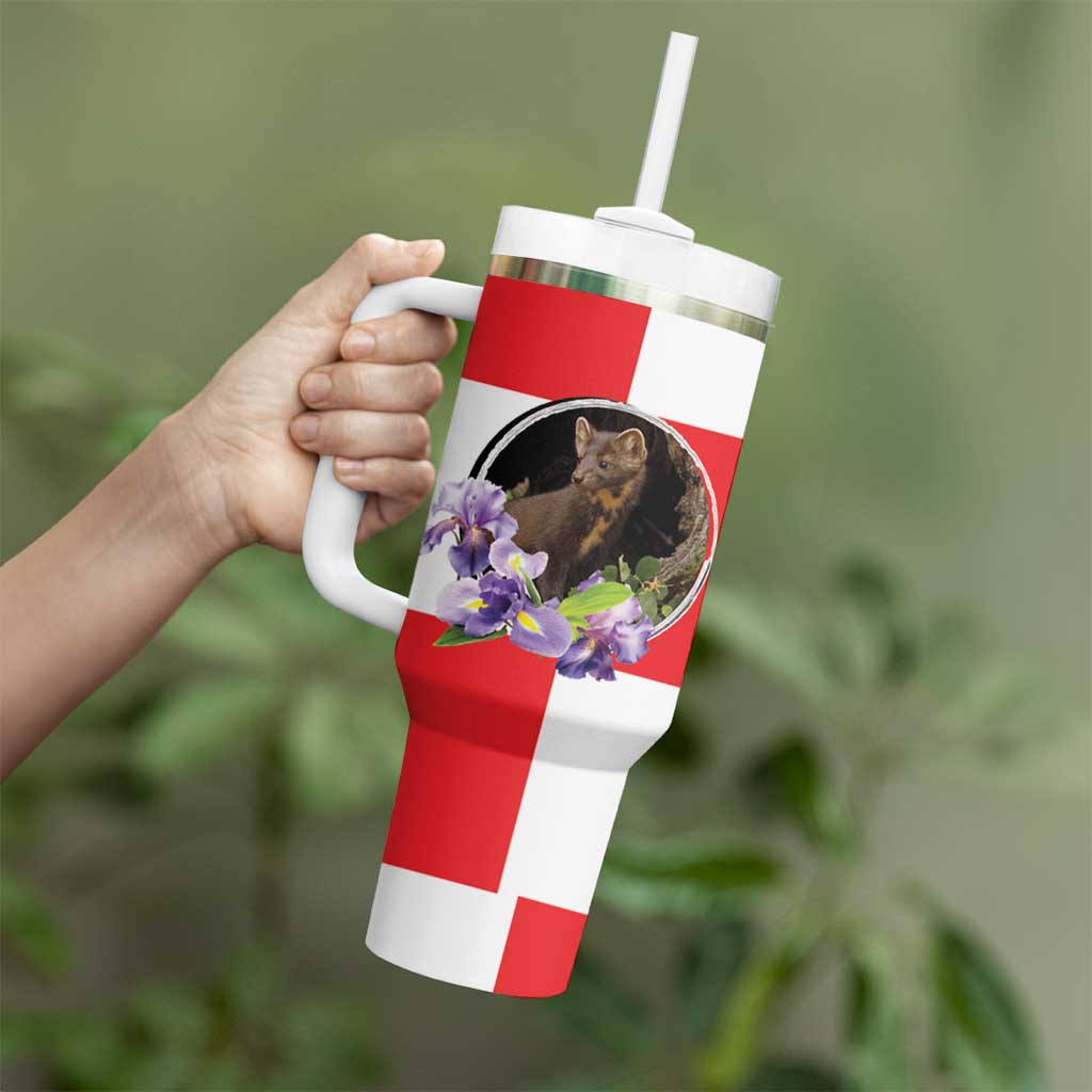 Croatia European Pine Marten and Iris Tumbler With Handle National Animal and Flowers LT17 - Wonder Print Shop