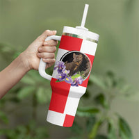 Croatia European Pine Marten and Iris Tumbler With Handle National Animal and Flowers LT17 - Wonder Print Shop