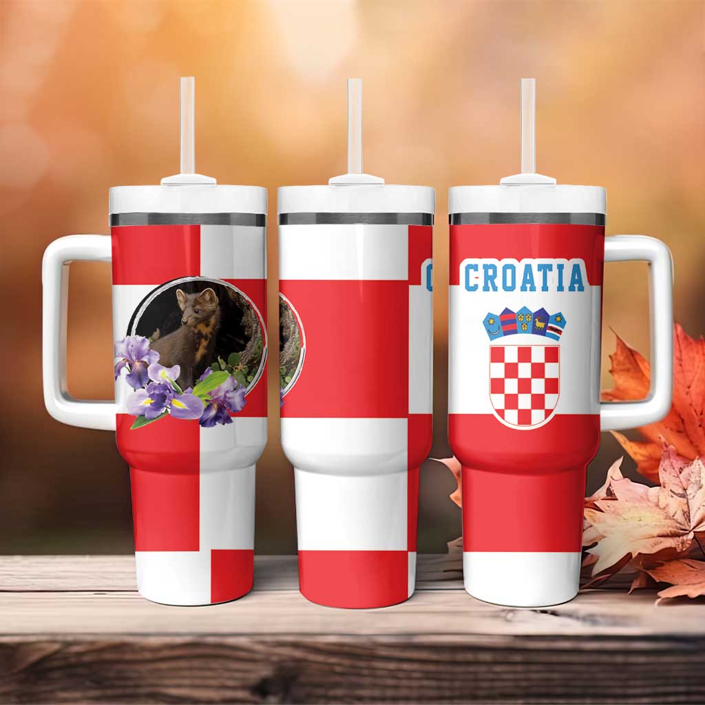 Croatia European Pine Marten and Iris Tumbler With Handle National Animal and Flowers LT17 - Wonder Print Shop