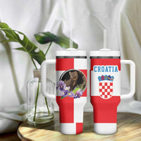 Croatia European Pine Marten and Iris Tumbler With Handle National Animal and Flowers LT17 - Wonder Print Shop