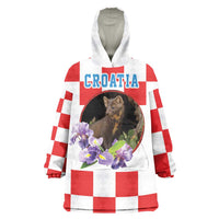 Croatia European Pine Marten and Iris Wearable Blanket Hoodie National Animal and Flowers LT17 - Wonder Print Shop