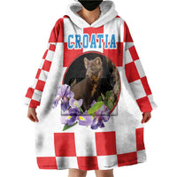 Croatia European Pine Marten and Iris Wearable Blanket Hoodie National Animal and Flowers LT17 - Wonder Print Shop