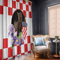 Croatia European Pine Marten and Iris Window Curtain National Animal and Flowers LT17 - Wonder Print Shop