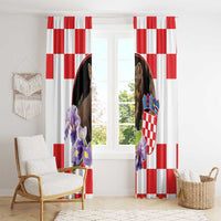 Croatia European Pine Marten and Iris Window Curtain National Animal and Flowers LT17 - Wonder Print Shop