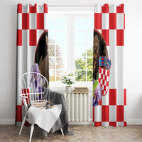 Croatia European Pine Marten and Iris Window Curtain National Animal and Flowers LT17 - Wonder Print Shop