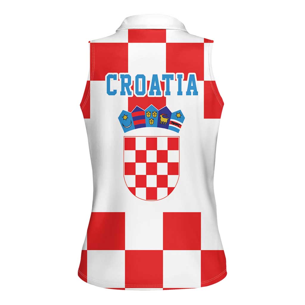 Croatia European Pine Marten and Iris Women Sleeveless Polo Shirt National Animal and Flowers LT17 - Wonder Print Shop