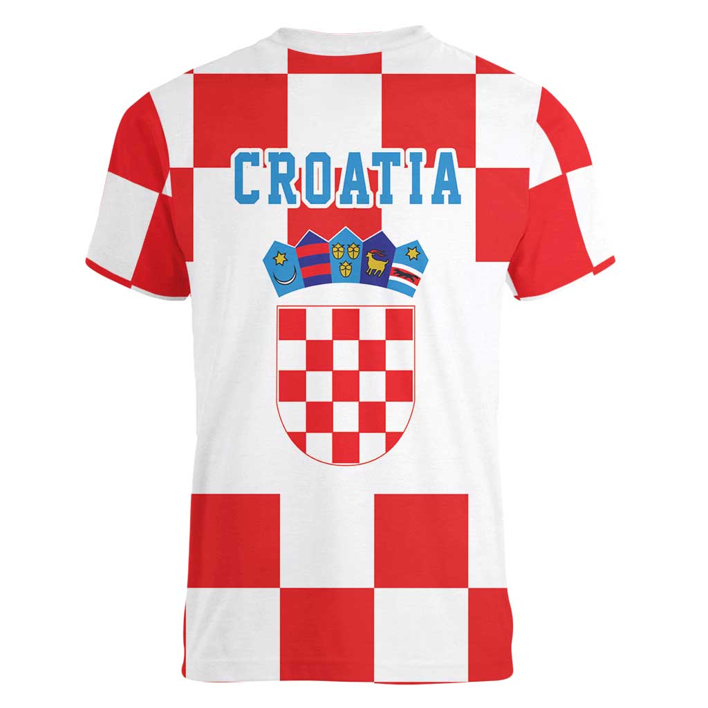 Croatia European Pine Marten and Iris Women V-Neck T-Shirt National Animal and Flowers LT17 - Wonder Print Shop