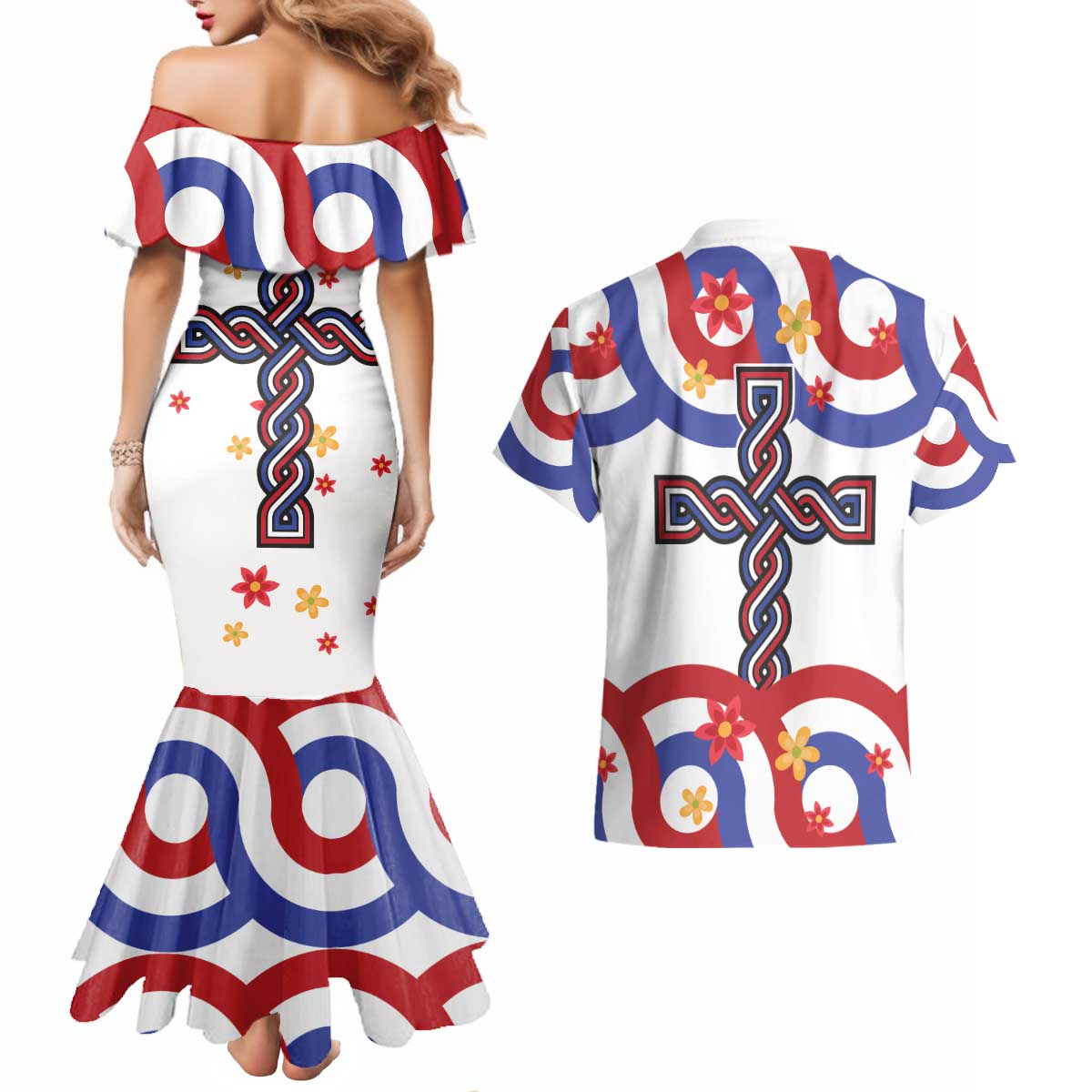 Croatia Epiphany Couples Matching Mermaid Dress and Hawaiian Shirt Bogojavljenje - Sveta Tri Kralja