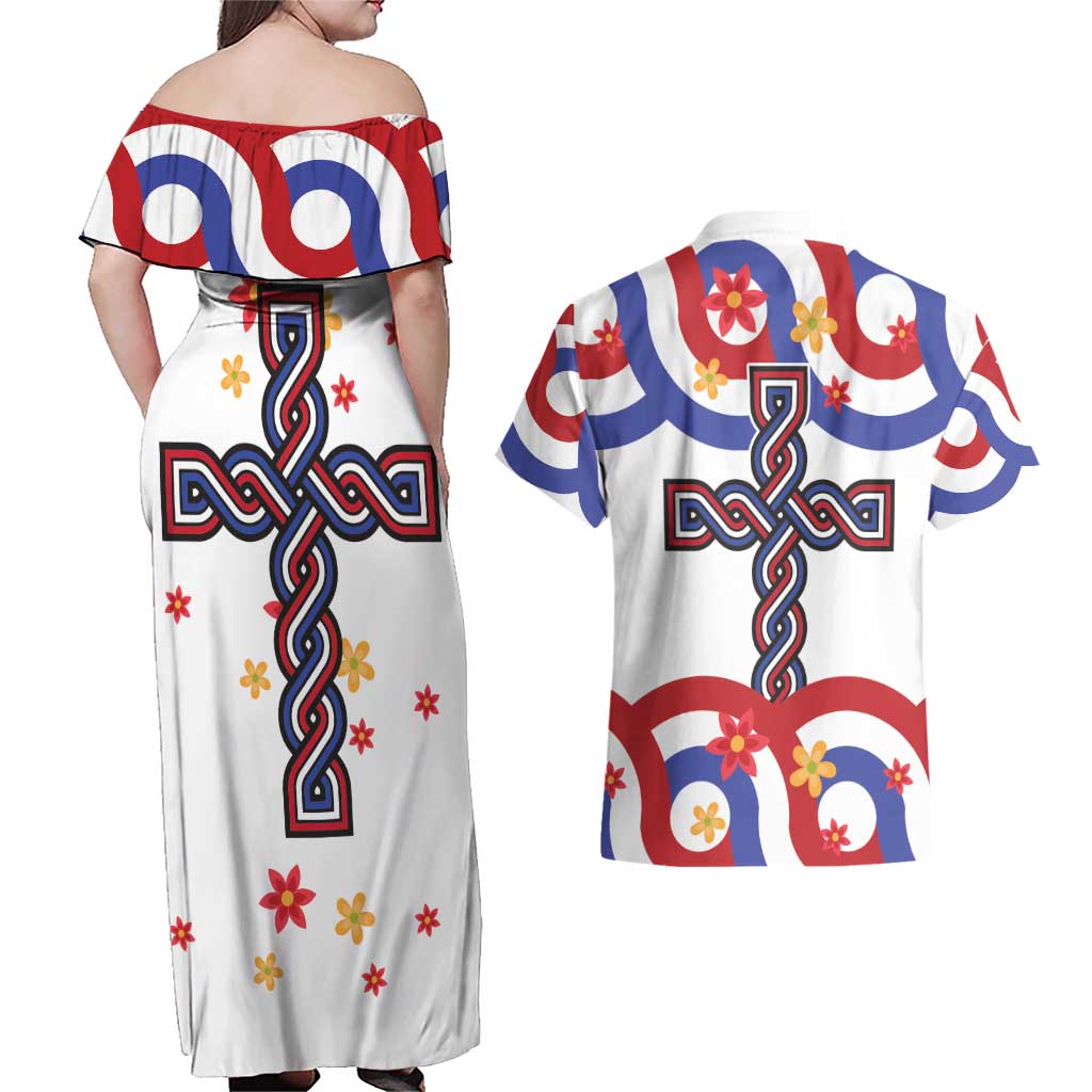 Croatia Epiphany Couples Matching Off Shoulder Maxi Dress and Hawaiian Shirt Bogojavljenje - Sveta Tri Kralja