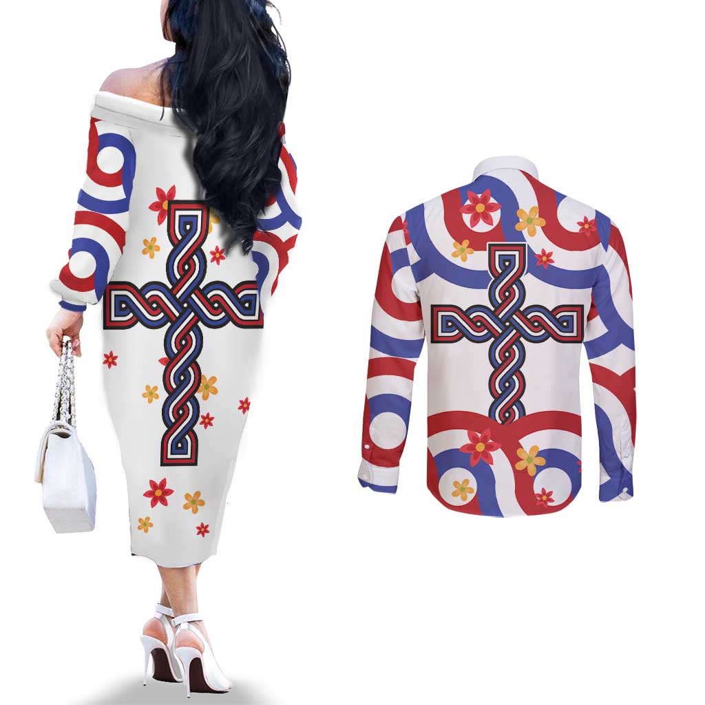 Croatia Epiphany Couples Matching Off The Shoulder Long Sleeve Dress and Long Sleeve Button Shirt Bogojavljenje - Sveta Tri Kralja