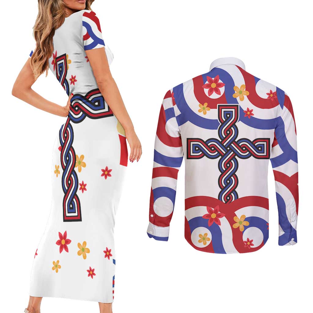 Croatia Epiphany Couples Matching Short Sleeve Bodycon Dress and Long Sleeve Button Shirt Bogojavljenje - Sveta Tri Kralja