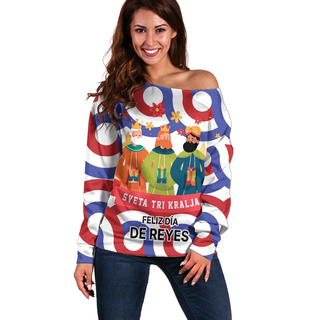 Croatia Epiphany Off Shoulder Sweater Bogojavljenje - Sveta Tri Kralja LT17 - Wonder Print Shop