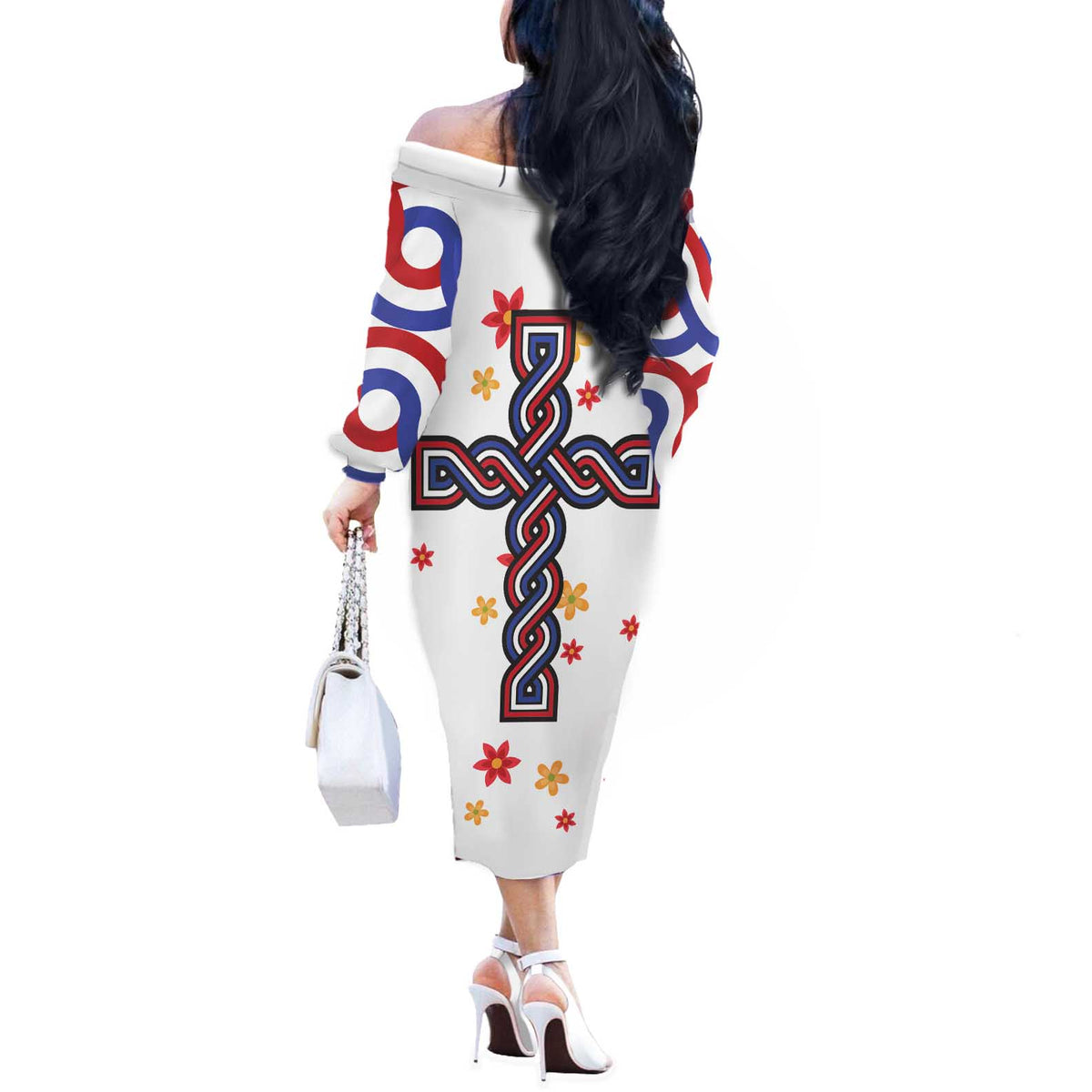 Croatia Epiphany Off The Shoulder Long Sleeve Dress Bogojavljenje - Sveta Tri Kralja LT17 - Wonder Print Shop