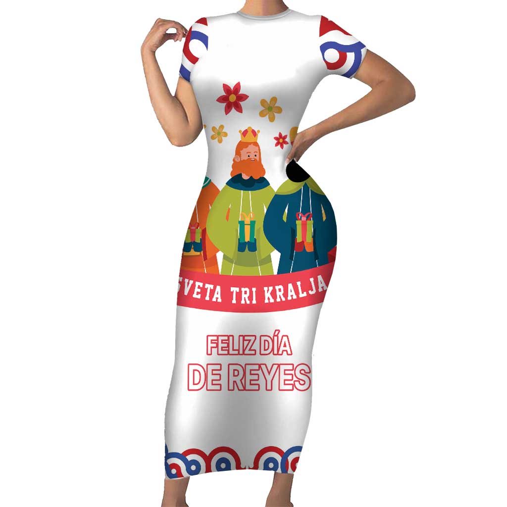 Croatia Epiphany Short Sleeve Bodycon Dress Bogojavljenje - Sveta Tri Kralja LT17 - Wonder Print Shop