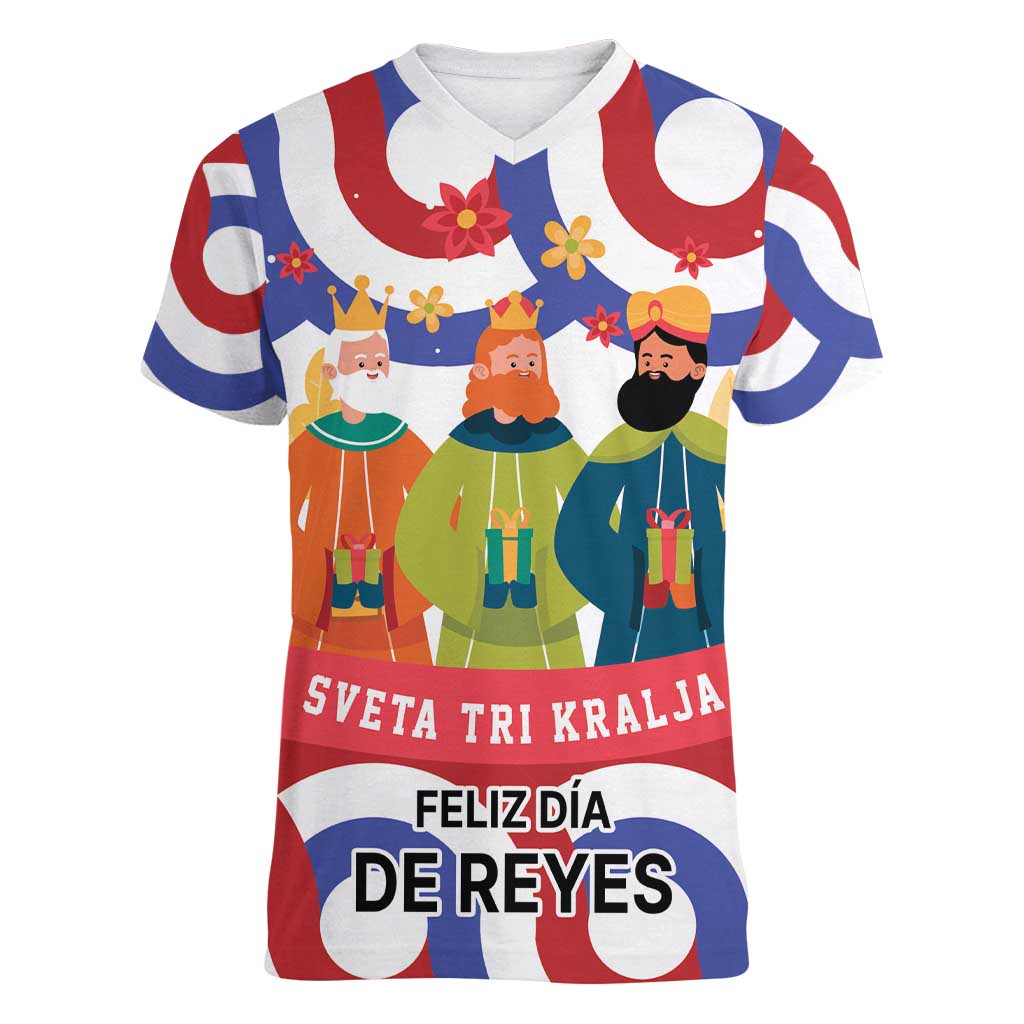 Croatia Epiphany Women V-Neck T-Shirt Bogojavljenje - Sveta Tri Kralja LT17 - Wonder Print Shop