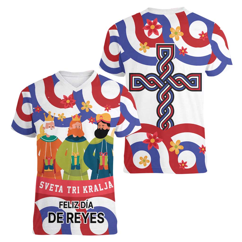 Croatia Epiphany Women V-Neck T-Shirt Bogojavljenje - Sveta Tri Kralja LT17 - Wonder Print Shop
