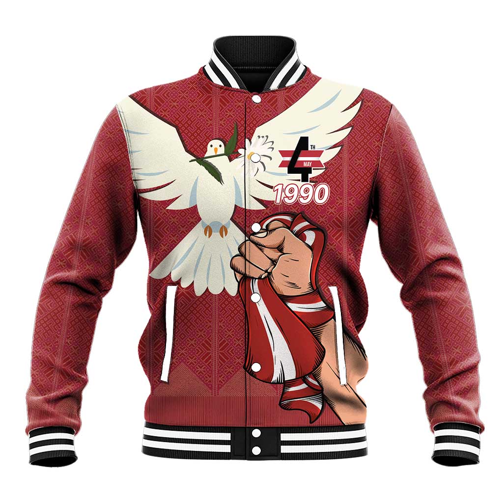 Latvia Restoration of Independence Day Baseball Jacket Latvija 4th May with Dove