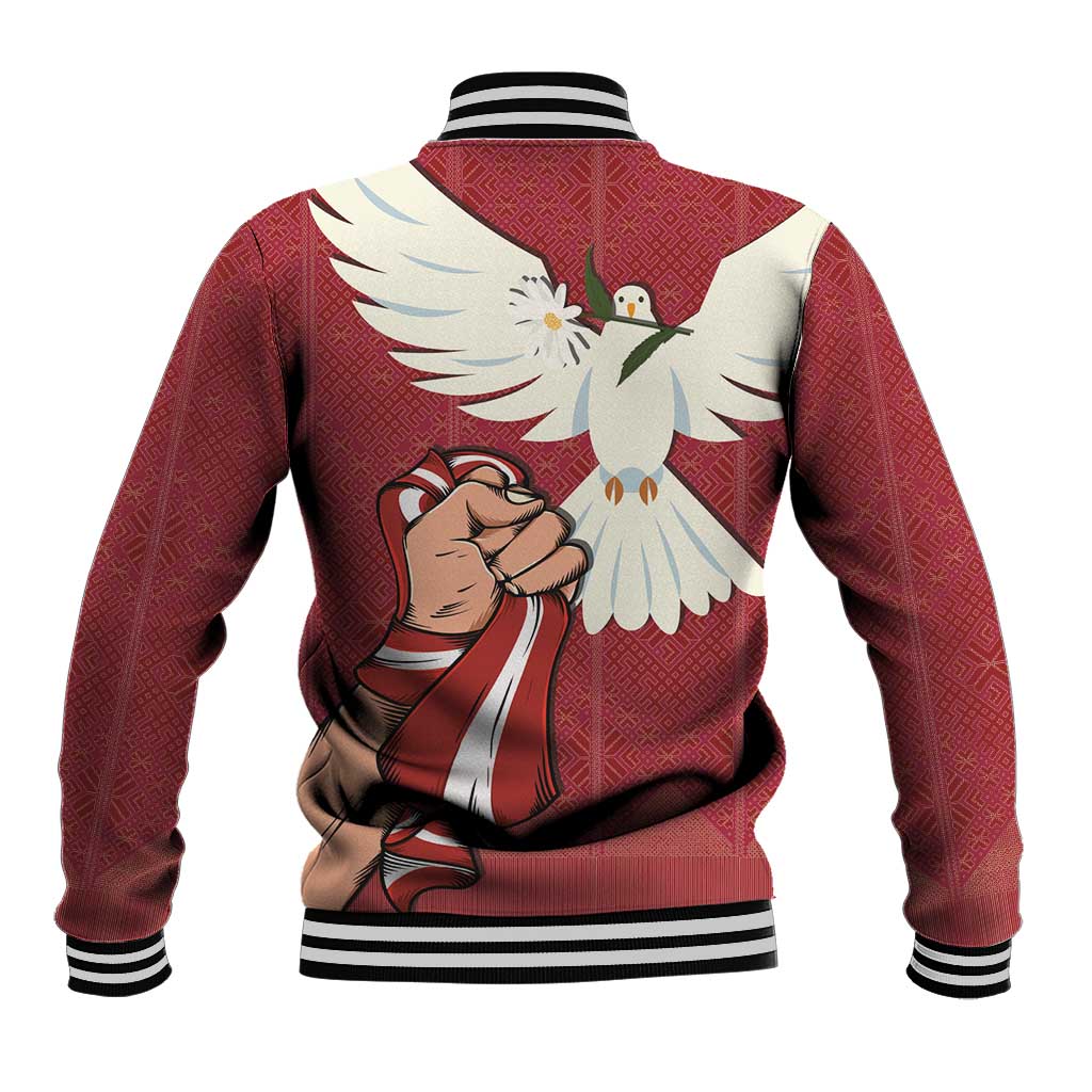 Latvia Restoration of Independence Day Baseball Jacket Latvija 4th May with Dove