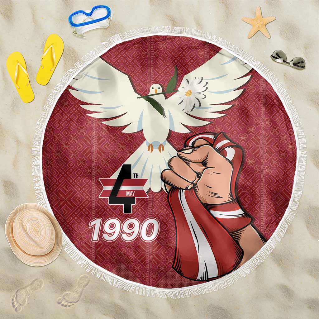 Latvia Restoration of Independence Day Beach Blanket Latvija 4th May with Dove