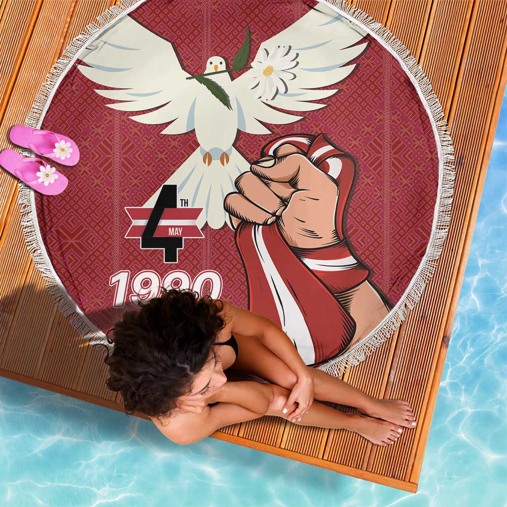 Latvia Restoration of Independence Day Beach Blanket Latvija 4th May with Dove
