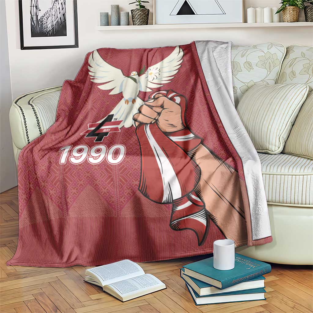 Latvia Restoration of Independence Day Blanket Latvija 4th May with Dove