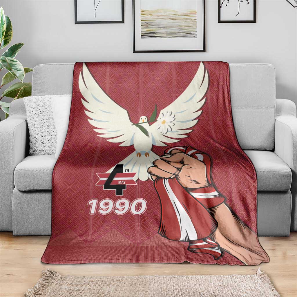 Latvia Restoration of Independence Day Blanket Latvija 4th May with Dove