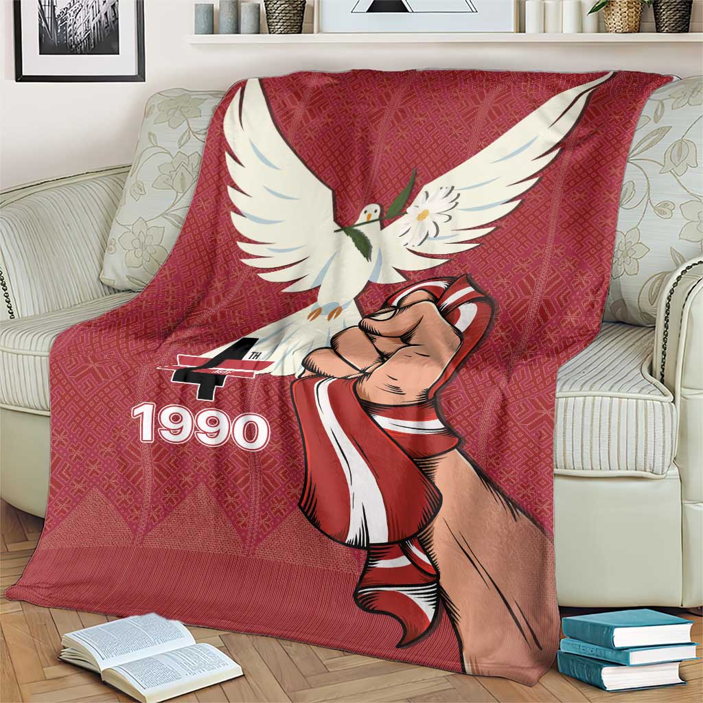 Latvia Restoration of Independence Day Blanket Latvija 4th May with Dove
