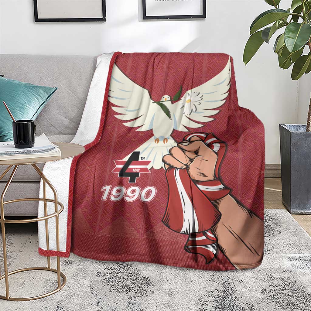 Latvia Restoration of Independence Day Blanket Latvija 4th May with Dove