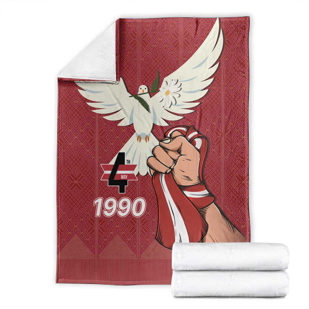 Latvia Restoration of Independence Day Blanket Latvija 4th May with Dove