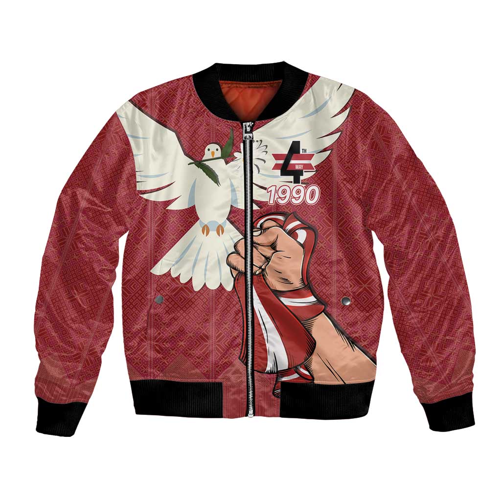 Latvia Restoration of Independence Day Bomber Jacket Latvija 4th May with Dove
