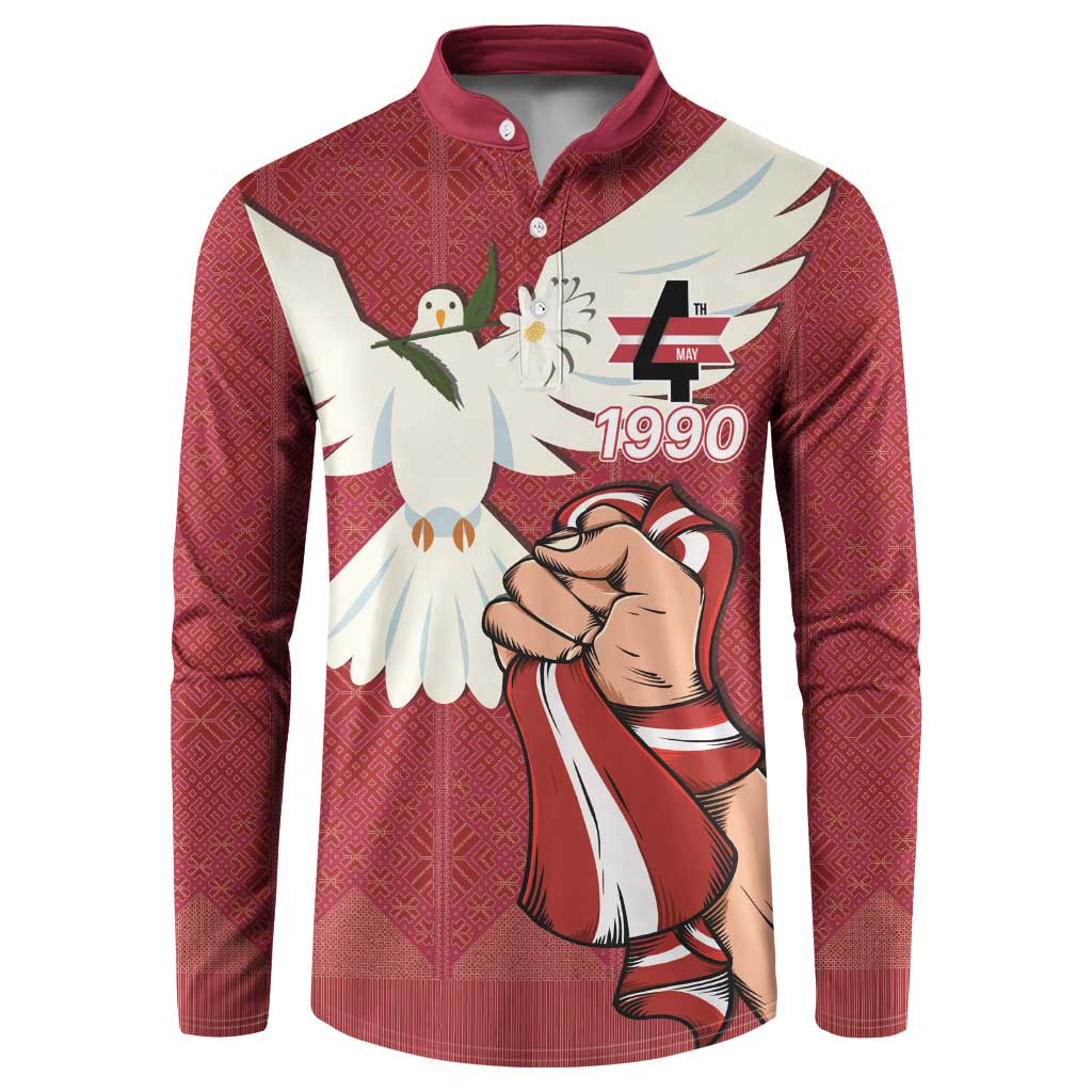 Latvia Restoration of Independence Day Button Sweatshirt Latvija 4th May with Dove