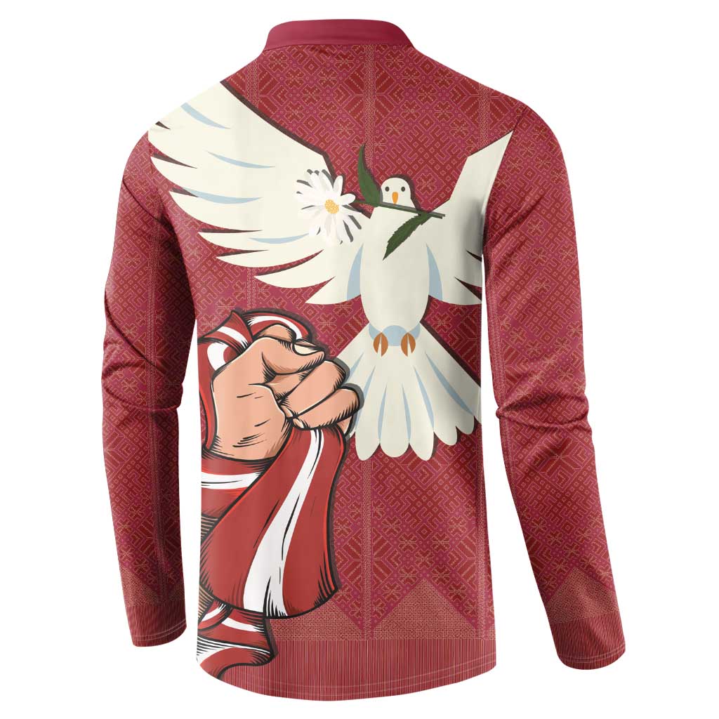 Latvia Restoration of Independence Day Button Sweatshirt Latvija 4th May with Dove