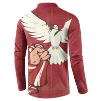 Latvia Restoration of Independence Day Button Sweatshirt Latvija 4th May with Dove