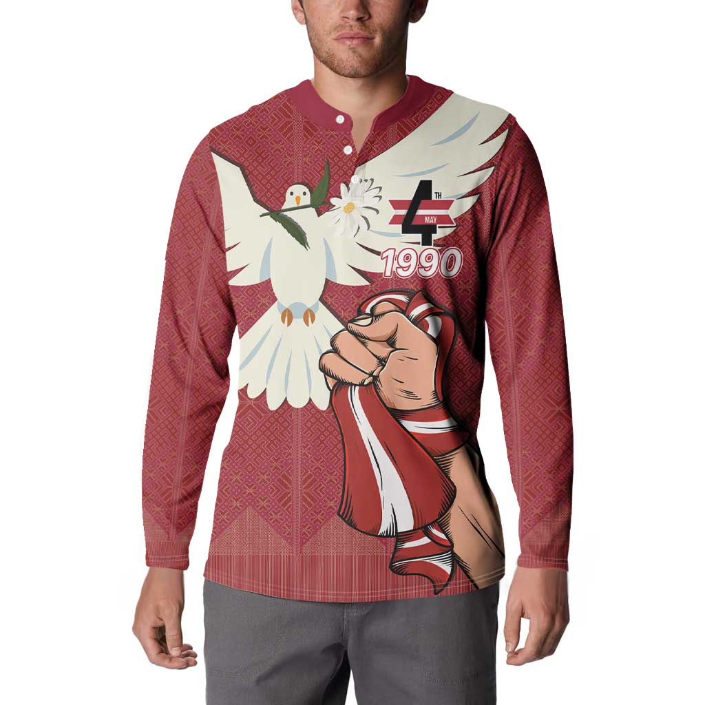 Latvia Restoration of Independence Day Button Sweatshirt Latvija 4th May with Dove