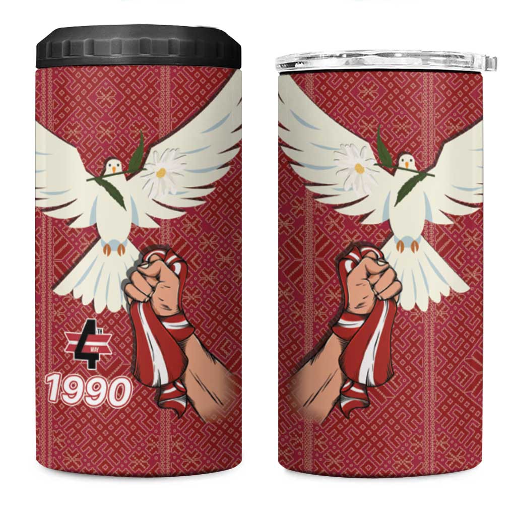 Latvia Restoration of Independence Day 4 in 1 Can Cooler Tumbler Latvija 4th May with Dove