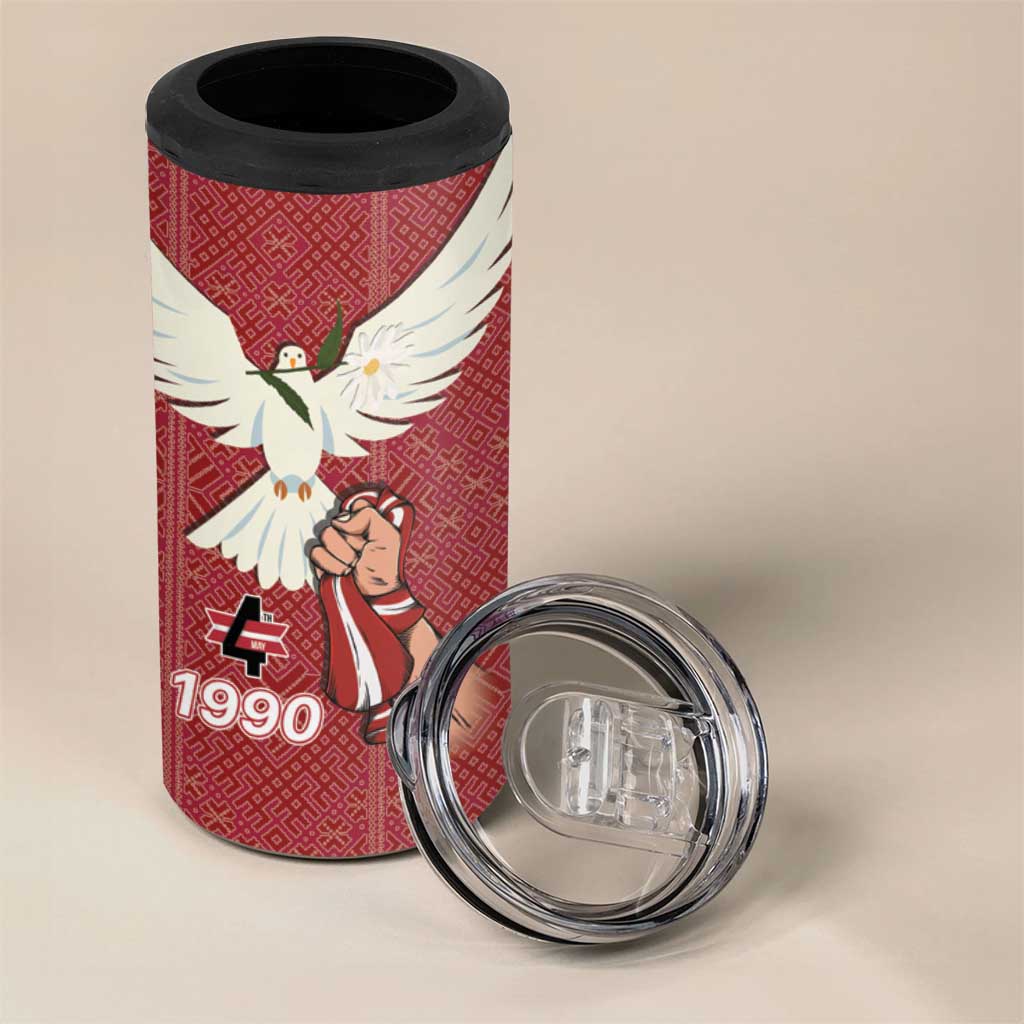 Latvia Restoration of Independence Day 4 in 1 Can Cooler Tumbler Latvija 4th May with Dove