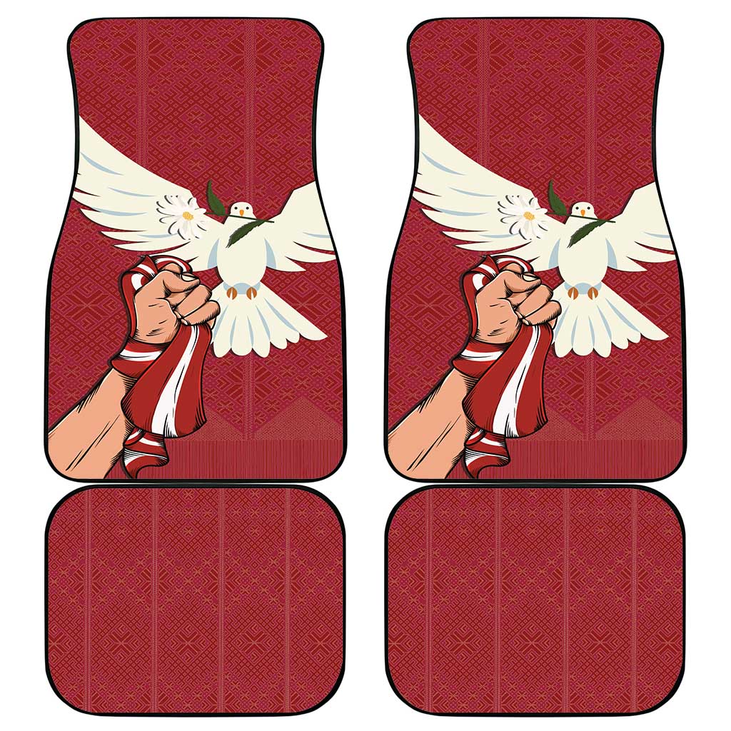 Latvia Restoration of Independence Day Car Mats Latvija 4th May with Dove