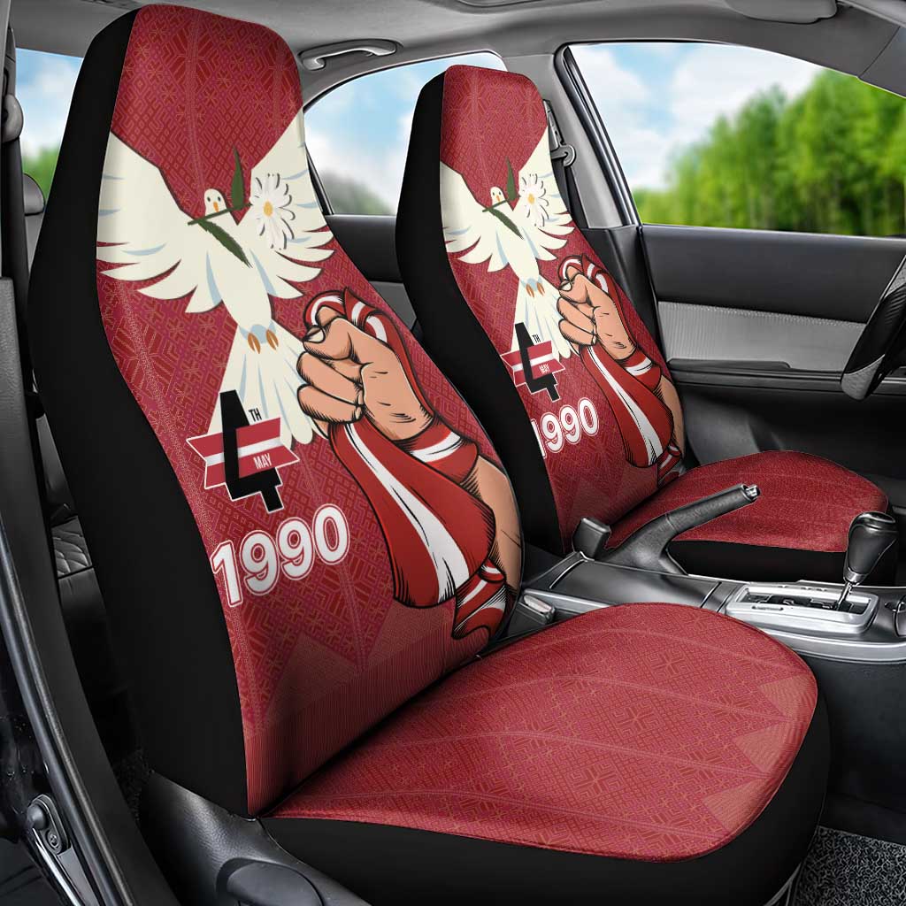 Latvia Restoration of Independence Day Car Seat Cover Latvija 4th May with Dove