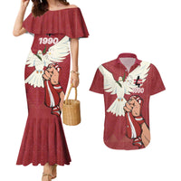Latvia Restoration of Independence Day Couples Matching Mermaid Dress and Hawaiian Shirt Latvija 4th May with Dove