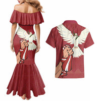Latvia Restoration of Independence Day Couples Matching Mermaid Dress and Hawaiian Shirt Latvija 4th May with Dove