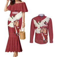 Latvia Restoration of Independence Day Couples Matching Mermaid Dress and Long Sleeve Button Shirt Latvija 4th May with Dove
