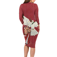 Latvia Restoration of Independence Day Family Matching Long Sleeve Bodycon Dress and Hawaiian Shirt Latvija 4th May with Dove