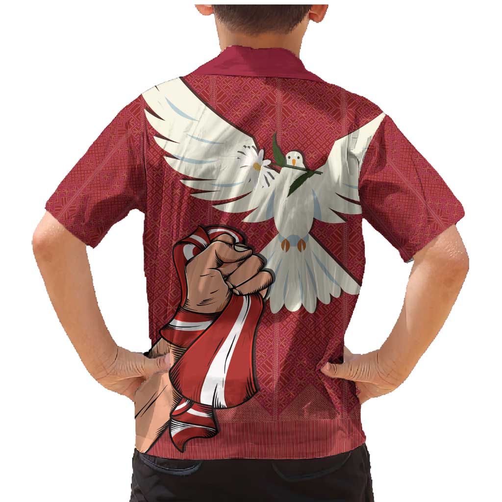 Latvia Restoration of Independence Day Family Matching Mermaid Dress and Hawaiian Shirt Latvija 4th May with Dove