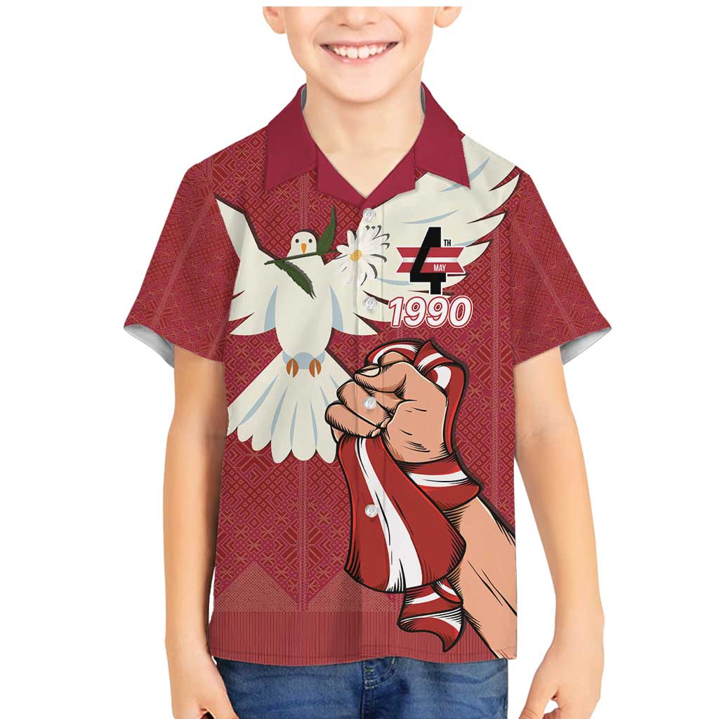 Latvia Restoration of Independence Day Family Matching Mermaid Dress and Hawaiian Shirt Latvija 4th May with Dove