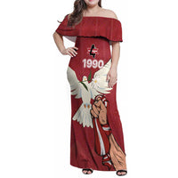 Latvia Restoration of Independence Day Family Matching Off Shoulder Maxi Dress and Hawaiian Shirt Latvija 4th May with Dove