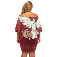 Latvia Restoration of Independence Day Family Matching Off Shoulder Short Dress and Hawaiian Shirt Latvija 4th May with Dove