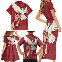 Latvia Restoration of Independence Day Family Matching Short Sleeve Bodycon Dress and Hawaiian Shirt Latvija 4th May with Dove