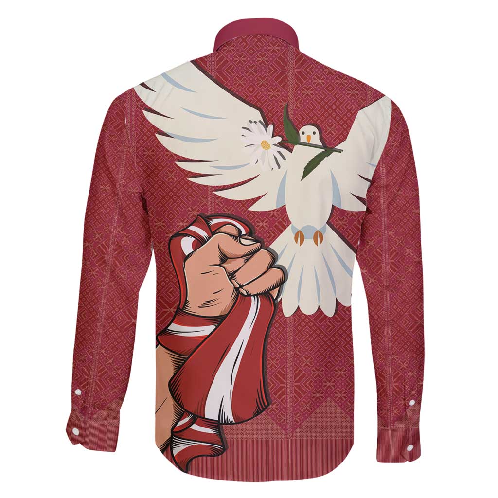 Latvia Restoration of Independence Day Family Matching Summer Maxi Dress and Hawaiian Shirt Latvija 4th May with Dove